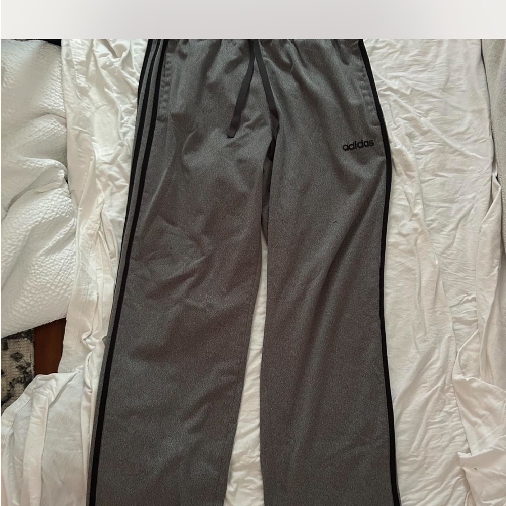 Adidas Men's Charcoal Joggers with Black Stripes